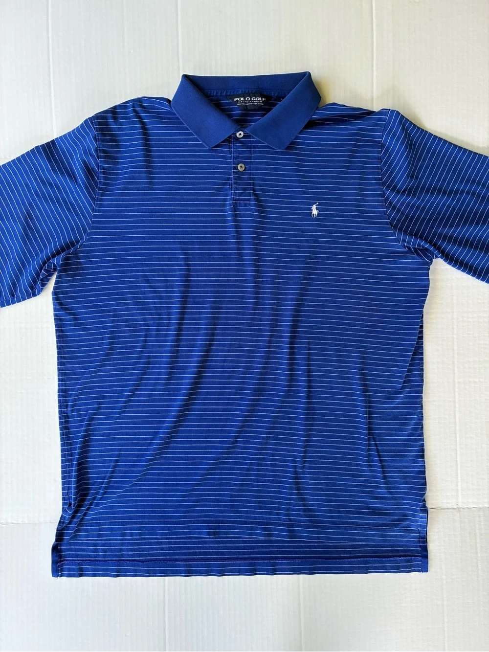 Ralph Lauren Polo Golf Men’s Polo Shirt Size Large Blue With White Stripes